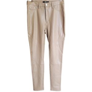 7 For All Mankind Pleather Vegan Leather Tan Skinny Pants Size Large